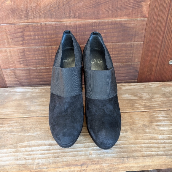 Stuart Weitzman Suede High Heels with Platform and Slip-On Design - Picture 3 of 7